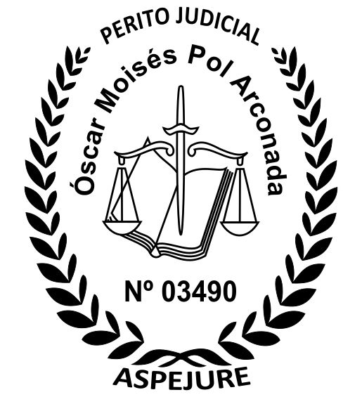 Sello profesional de Óscar Moisés Pol Arconada como perito judicial, ASPEJURE número 03490